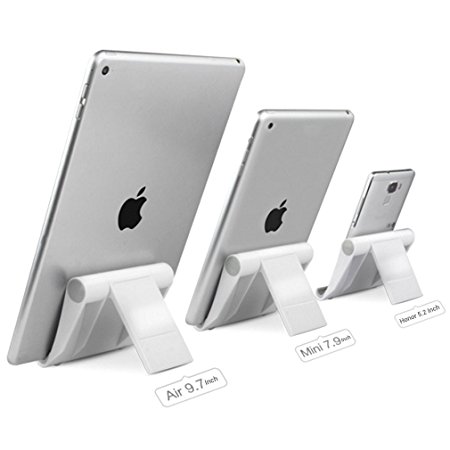 Mykit Multi-Angle iPad Stand, Universal Portable Durable Adjustable Holder for Tablets, E-readers and Smartphones Apple iPhone Samsung Galaxy / Tab HTC Google Nexus Pixel LG OnePlus and More (White)