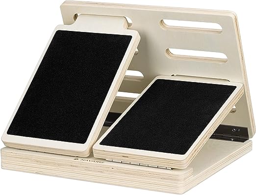 Navaris Slant Board Calf Stretcher - Adjustable Wood Incline Board for Stretching Calves - Wooden Exercise Wedge Tilt Ramp - with Separate Foot Panels