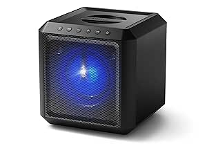 PHILIPS X4207 Bluetooth Party Cube Speaker with Flashing Party Lights - Link up to 50 Speakers, Black