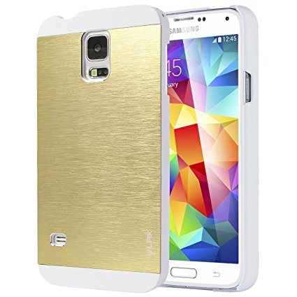 Galaxy S5 Case, ULAK Slim 2in1 Hybrid Dual Layer Protective Brushed Hard Case Cover Scratch Resist Metallic Bumper Case for Samsung Galaxy S5 / Galaxy SV (2014) White Champagne Gold