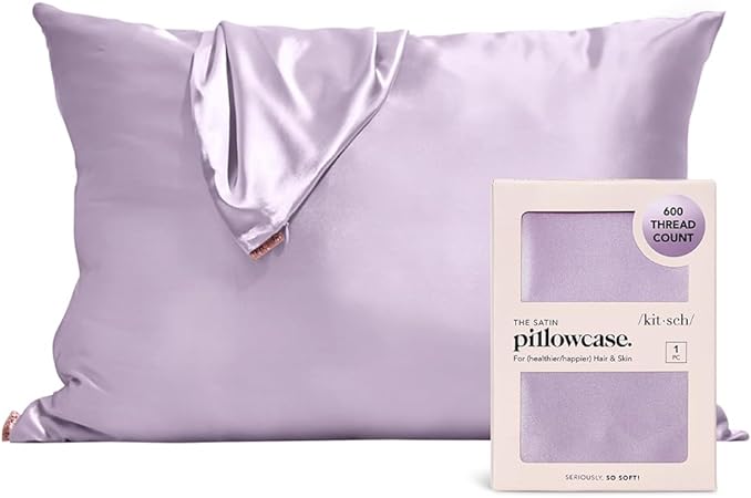 Kitsch Satin Pillowcase - Softer Than Silk Pillow Cases - Cooling Pillow Case with Satin Finish and Zipper | Satin Pillow Case Cover (Standard/Queen (1 Pack), Lavender)
