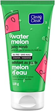 Clean & Clear Hydrating & Exfoliating Juicy Watermelon Face Scrub, Gentle & Oil-free Daily Facial Cleanser, 119g, 119 grams