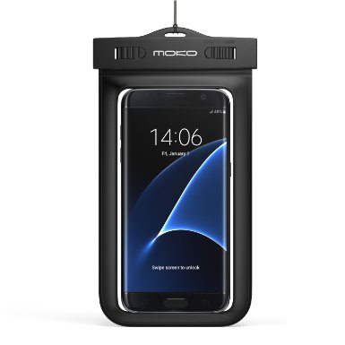 Universal Waterproof Case, MoKo Cellphone Dry Bag for iPhone 7 / SE / 6s Plus / 6 Plus / 6s / 6 / 5s, Galaxy Note 7 / Note 5 / S7 / S7 Edge / S6 Edge , Also fits other devices up to 6 inch, BLACK