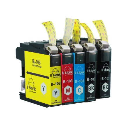 lil Monk 5 Pack Brother LC103XL Ink Cartridges (2 Black,1 Cyan,1 Magenta,1 Yellow) for Brother MFC J870dw, MFC J870dw, MFC J650dw, MFC J470dw, MFC J4610dw, MFC J4510dw, MFC J4410dw Printers