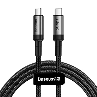 USB-C to USB-C 3.1 Gen 1 Cable with Power Delivery(3.3ft), Baseus 5 Gbps USB Type-C Cords with PD 60W for Galaxy S10 S9 S8 S10 , iPad Pro 2018, MacBook, Pixel,Switch, and More Type-C Devices/Laptops