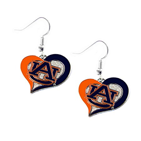 Auburn Tigers Swirl Heart Earrings