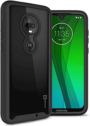 CoverON Heavy Duty EOS Series for Motorola Moto G7 Plus/Moto G7 Case, Clear (Black Trim)