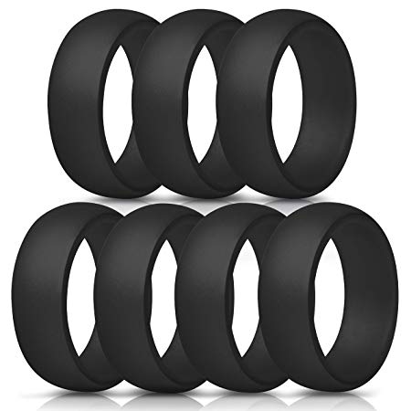ThunderFit Silicone Rings, 7 Rings / 1 Ring Wedding Bands for Men - 8.7 mm Wide