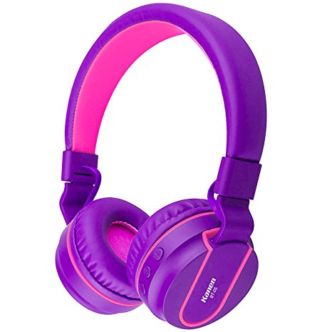 Bluetooth Headphones, Biensound BT05 Lightweight Foldable Headphones Wireless Bluetooth Headset with Microphone and Volume Control for Cellphones Ipad TV Laptop Computer Headphones(Purple Pink)