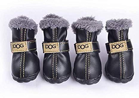 Pihappy Warm Winter Little Pet Dog Boots Skidproof Soft Snowman Anti-Slip Sole Paw Protectors Small Puppy Shoes 4PCS