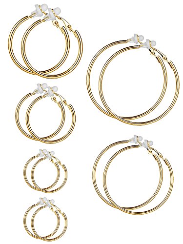 Sumind 6 Pairs Earrings Clip On Earrings Non Piercing Earrings Set for Women and Girls, 6 Sizes