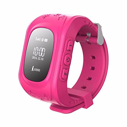 Witmoving Childrens Smartwatch GPS Tracker Kids Wrist Watch Phone Sim Anti-lost SOS Bracelet Parent Control By iPhone IOS Android Smartphone (Pink)