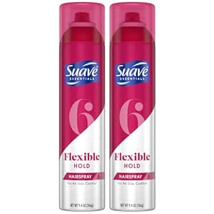 Suave Flexible Hold Hairspray - Anti-Frizz, Anti-Humidity Finishing Spray for Women and Men, 9.4 Oz (Pack of 2)