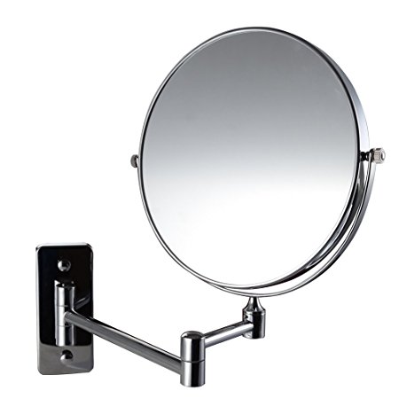 KES BWM100TE 10x Magnification Two-Sided Swivel Wall Mount Mirror 8-Inch, Polished Chrome