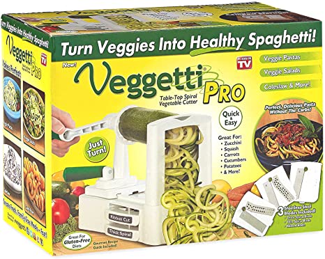 Veggetti Pro Table-Top Spiralizer, Quickly Spiral Slice Vegetables into Healthy Veggie Pasta