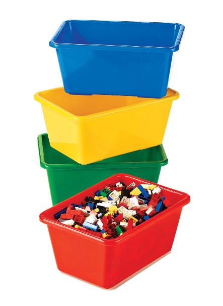 Tot Tutors Kids' Primary Colors Small Storage Bins, Set of 4