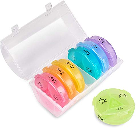 Daily Pill Organizer 3 Times a Day, Weekly AM/PM Pill Box, 7 Day Pill Container Case with Moisture-Proof Design, Medicine Holder, Vitamin Organizerto for Hold Vitamins, Fish Oil, Capsule