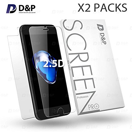 D&P Iphone 7 Plus HD Tempered Glass Screen Protector, HD Clear / High-Transparency / High-Response / Anti-Fingerprint / / Anti-Bubbles / Anti-Scratch[2 1 pack]