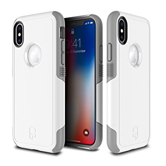 iPhone X Case, Patchworks Level Aegis Series in White Dual Layer German Polycarbonate TPU Poron XRD Military Drop Tested Triple Material Air Pocket Impact Dispersion Protection Case