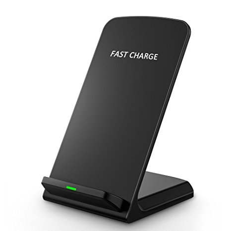 Fast Wireless Charging Pad,MUJAY QI Fast Wireless Charger Samsung Galaxy S6 S7 Edge Edge  Note 5 Fast Charging Wireless Pad Stand For All QI-Enabled Devices (Black)