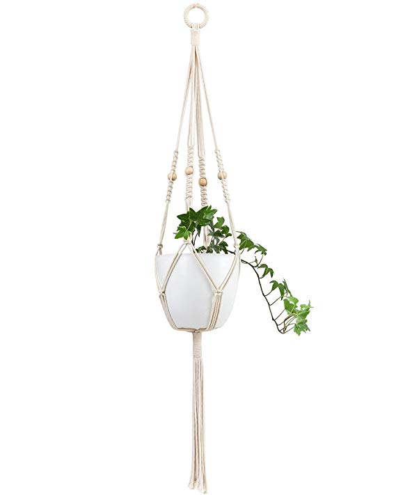 Mkono Macrame Plant Hanger Hanging Planter with Wooden Beads 41 Inches