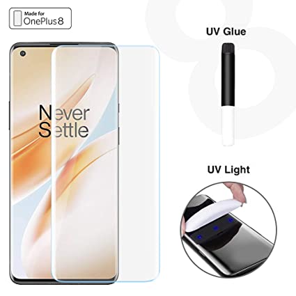 CASE U Advanced Border-less Full Edge to Edge UV Screen Protector Tempered Glass for OnePlus 8 with installation kit