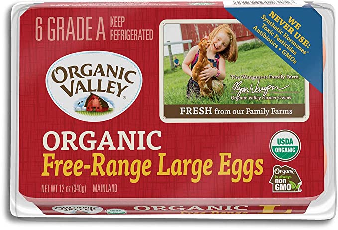 Organic Valley, Organic Free Range Large Brown Eggs, Half Dozen (6 Count)