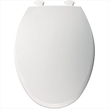 Bemis 1800EC000 Plastic Elongated Toilet Seat with Easy Clean and Change Hinges, White