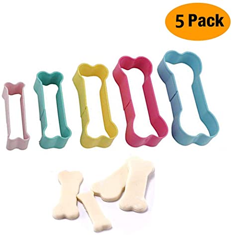5 In 1 Stainless Steel Metal Dog Bone Shape Cookie Cutter Set Colorful