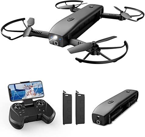 Holy Stone HS161 Drone with Camera for Adults 1080P FHD, FPV Foldable Drones with Optical Flow Positioning, Gesture Control, Handheld Camera, Power Bank and Flashlight Mode, 2 Modular Batteries