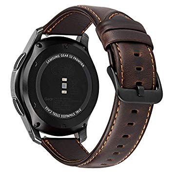 22mm Quick Release Watch Band,MroTech Genuine Leather Band 46mm Genuine Leather Strap Replacement Band for Samsung Gear S3 Frontier/Classic, Galaxy Watch 46mm, Gear Live, Pebble Time, LG Watch（Coffee）