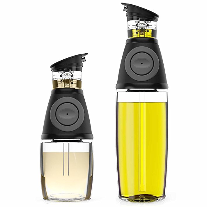 Oil and Vinegar Dispenser Set with Dip-Free Spouts | 2 Pack Includes 500ml and 250ml Sized Bottles