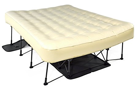 Ivation EZ-Bed (Twin) Air Mattress With Frame & Rolling Case, Self Inflatable, Blow Up Bed Auto Shut-Off, Comfortable Surface AirBed, Best for Guest, Travel, Vacation, Camping