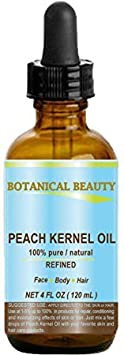 PEACH KERNEL OIL. 100% Pure/Natural/Undiluted/Refined Cold Pressed Carrier Oil for Skin, Hair, Massage and Nail Care. 4 Fl. oz-120 ml.