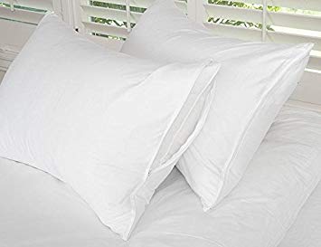 Cotton Zippered Pillow Protector Pair White / Standard