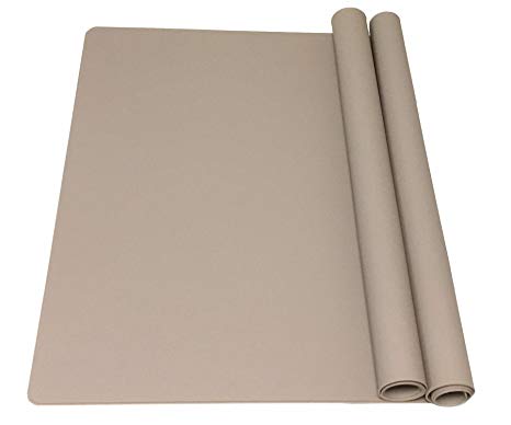 EPHome 2Pack Extra Large Multipurpose Silicone Nonstick Pastry Mat, Heat Resistant Nonskid Table Mat, Countertop Protector, 23.6''15.75'' (Taupe)