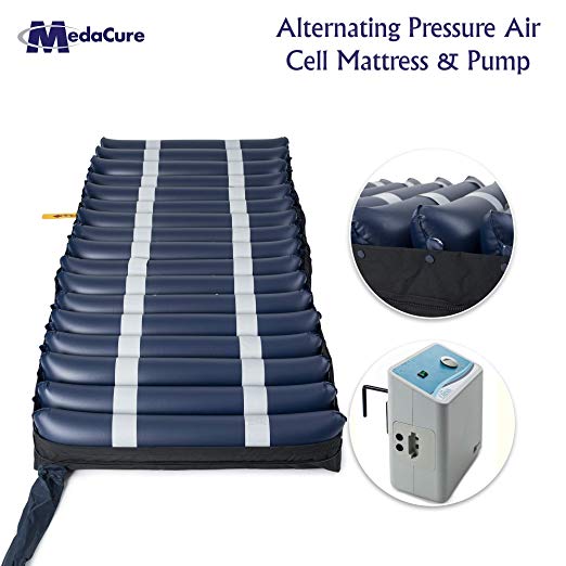 Alternating Pressure Air Mattress with Pump for Hospital Beds - Low Air Loss, Quilted Nylon Cover - 80" x 36" x 8" (Twin) - Prevents Pressure Ulcers and Bed Sores - Oasis by Medacure