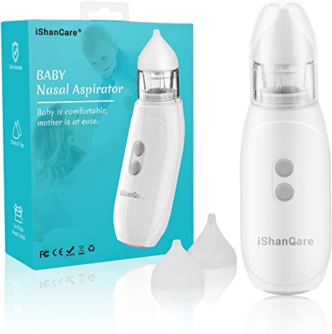 iShanCare Baby Nasal Aspirator - Electric Sucker of Snot for Infants - Automatic Nose Sucker for Newborns - Safe Toddlers Nose Cleaner - Kids Booger Mucus Sucker - Adjustable Nose Suction