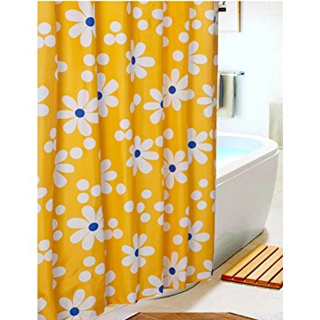 S-ZONE Sunflower Pattern Mildew Proof Polyester Fabric 72*72 inches Shower Curtain, with 12 Hooks