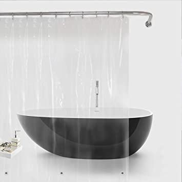 Bamyko Shower Curtain Liner Curtains PEVA Shower Curtains Waterproof, No Chemical Odor for Bathroom - 180 x 180cm, Clear