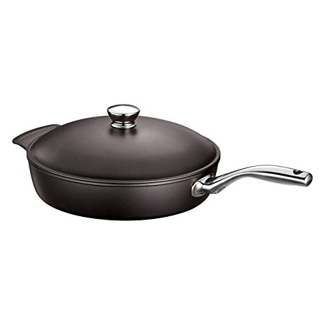 Tramontina 80142/014DS LYON Cold-Forged Induction-Ready Aluminum with Ceramic-Reinforced Nonstick Covered Deep Saute Pan, 4.5-Qt, Onyx, Made in Brazil