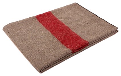 Rothco Swiss Style Wool Blanket, Tan/Red Stripe