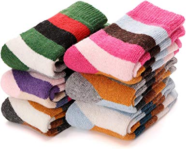 Kids Girls Boys Wool Socks Thick Warm Thermal For Kid Child Toddlers Cotton Winter Crew Socks 6 Pairs