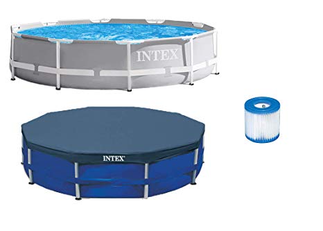 Intex 10 Foot x 30 Inches Pool w/ 10-Foot Round Pool Cover and Filter Cartridge