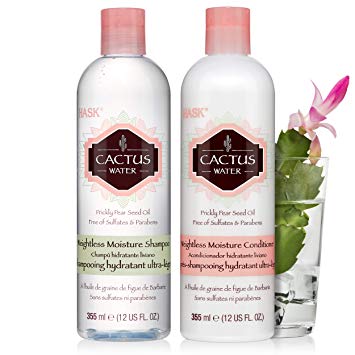 HASK CACTUS WATER Shampoo and Conditioner Set Weightless Moisture for fine or thin hair, color safe, gluten-free, sulfate-free, paraben-free - 1 Shampoo and 1 Conditioner