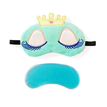 3D Cute Sleeping Princess Beauty Eye Mask with Reusable Gel Pad, Cold Hot SPA Therapy for Dry Eye and Puffy Eyes, Relaxing Your Eye (Green)