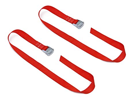 1½" x 4ft PowerTye Made in USA Heavy-Duty Lashing Strap with Heavy-Duty Buckle, Red, 2-Pack