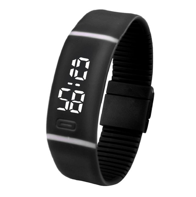 Kinghard Unisex Rubber LED Watch Date Sports Bracelet Digital Wrist Watch(Black)