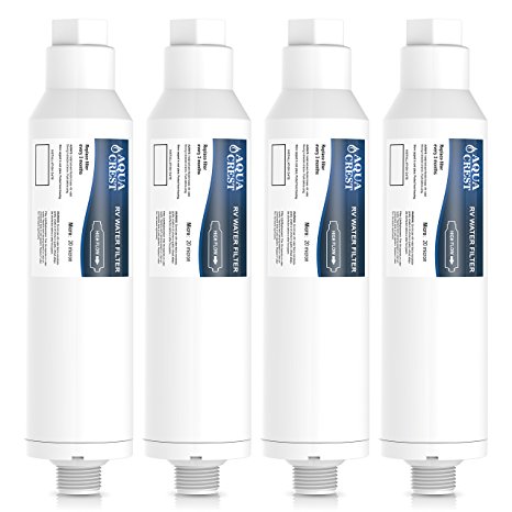 4 Pack AQUACREST RV KDF Water Filter Interchangeable with Camco 40042 TastePURE Filter (White)
