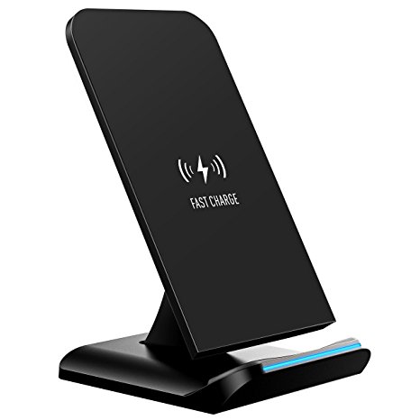Fast Wireless Charger, [2017 Upgraded Version] Pictek Wireless Charger Stand for Samsung, Fast Charging Stand Qi Charger with 2 Coil, PowerPort Qi 10W for Samsung S8, S8 Plus, S7, S7 Edge, S6 Edge Plus, Galaxy Note 5, Other Qi-Enabled Devices